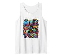 Music Is Medicine Colorido Soundwave Heart Design Camiseta sin Mangas