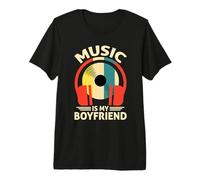 Music Is My Boyfriend - Auriculares Retro Divertidos para Amantes de la música Camiseta Premium