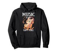 Music Is My Happy Place Cute Kawaii Cat Auricular Cozy Music Sudadera con Capucha