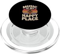 Music is my Happy Place Funny Retro Jukebox Dicho PopSockets PopGrip para MagSafe