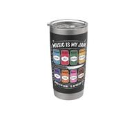 Music Is My Jam Funny Lover Juego de palabras Rock Jazz Blues Pop Folk Vaso térmico de acero inoxidable de doble pared