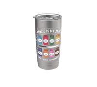 Music Is My Jam Funny Lover Juego de palabras Rock Jazz Blues Pop Folk Vaso térmico de acero inoxidable de doble pared