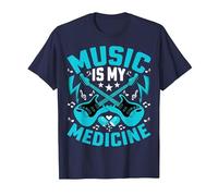 Music Is My Medicine - Funny Guitarist Guitar Musician Camiseta, Hombre, Azul Marino, 4XL
