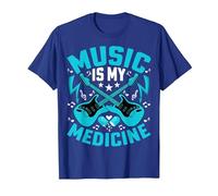 Music Is My Medicine - Funny Guitarist Guitar Musician Camiseta, Hombre, Azul Real, S