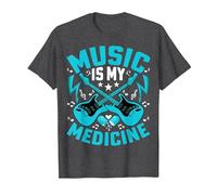 Music Is My Medicine - Funny Guitarist Guitar Musician Camiseta, Hombre, Jaspeado Oscuro, M