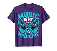 Music Is My Medicine - Funny Guitarist Guitar Musician Camiseta, Hombre, Morado, XL