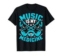 Music Is My Medicine - Funny Guitarist Guitar Musician Camiseta, Hombre, Negro, M