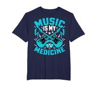 Music Is My Medicine - Funny Guitarist Guitar Musician Camiseta, Hombre Tallas Grandes, Azul Marino, 4X Alto