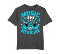 Music Is My Medicine - Funny Guitarist Guitar Musician Camiseta, Hombre Tallas Grandes, Jaspeado Oscuro, 3X Alto