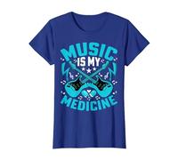 Music Is My Medicine - Funny Guitarist Guitar Musician Camiseta, Mujer, Azul Real, L