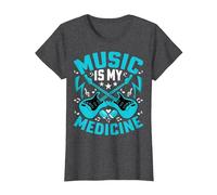 Music Is My Medicine - Funny Guitarist Guitar Musician Camiseta, Mujer, Jaspeado Oscuro, XXL