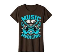 Music Is My Medicine - Funny Guitarist Guitar Musician Camiseta, Mujer, Marrón, S