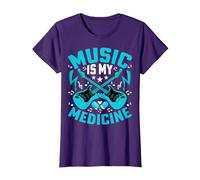 Music Is My Medicine - Funny Guitarist Guitar Musician Camiseta, Mujer, Morado, XXL