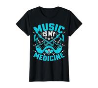 Music Is My Medicine - Funny Guitarist Guitar Musician Camiseta, Mujer, Negro, S