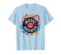 Music is The Answer Retro Vinilo Art Poster Camiseta, Hombre, Azul Bebé, S