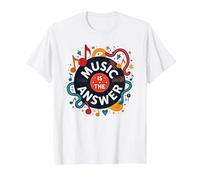 Music is The Answer Retro Vinilo Art Poster Camiseta, Hombre, Blanco, XXL