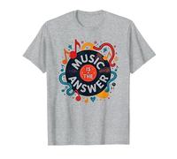 Music is The Answer Retro Vinilo Art Poster Camiseta, Hombre, Gris Jaspeado, L
