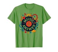 Music is The Answer Retro Vinilo Art Poster Camiseta, Hombre, Hierba, S