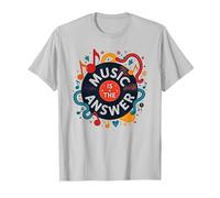 Music is The Answer Retro Vinilo Art Poster Camiseta, Hombre, Plata, S