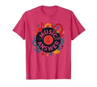 Music is The Answer Retro Vinilo Art Poster Camiseta, Hombre, Rojo Jaspeado, XL