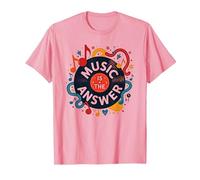 Music is The Answer Retro Vinilo Art Poster Camiseta, Hombre, Rosado, L