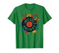 Music is The Answer Retro Vinilo Art Poster Camiseta, Hombre, Verde Kelly, M