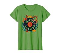 Music is The Answer Retro Vinilo Art Poster Camiseta, Mujer, Hierba, M