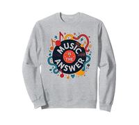 Music is The Answer Retro Vinilo Art Poster Sudadera, Unisex para Adultos, Gris Jaspeado, M