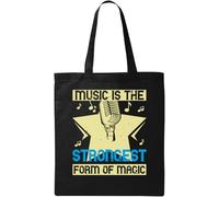 Music is The Strongest Form of Magic Artist Slogan - Bolsa de algodón ecológico natural, color negro, Black, Talla única