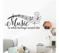 Music is What Feelings Sound Like - Calcomanía de pared de vinilo con notas musicales, decoración de pared para sala de música, Y60 (grande, negro)