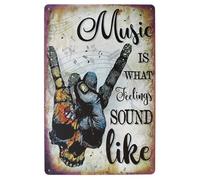 Music is What Feelings Sound Like - Letrero de metal para decoración del hogar, placa de arte retro vintage (sonido) 8 x 12 pulgadas
