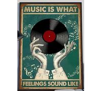 Music Is What Feelings Sound Like Póster, disco de vinilo para decoración de pared, cartel de metal de 8 x 12 pulgadas