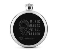 Music Makes It All Better - Botella de vino portátil para licor, bonita botella de vino de acero inoxidable