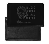 Music Makes It All Better - Funda para pasaporte con ranura para tarjetas, funda para pasaporte de viaje