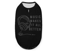 Music Makes It All Better Pets Shirt Chaleco Lindo Perro Tank Top Suave Sin Mangas Camiseta para Cachorro Kitty Gatos XL