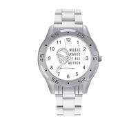 Music Makes It All Better - Reloj analógico de cuarzo para hombre, correa de acero inoxidable, reloj de pulsera de negocios