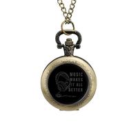 Music Makes It All Better - Reloj de bolsillo vintage con colgante de aleación, regalo para hombres y mujeres, Estilo cobre, talla única