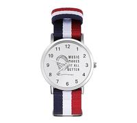 Music Makes It All Better - Reloj deportivo para hombres y mujeres, correa de nailon, reloj analógico de cuarzo