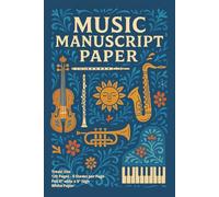 Music Manuscript Paper: Travel Size | 6x9 inches | Blank Sheet Music Composition | 8 Staves per Page Notebook | Blue Cover | Music Writing Pad | 120 pages