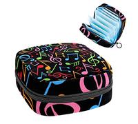 Music Note - Bolsa de almacenamiento portátil para servilletas sanitarias, color negro, Varios colores, 4.7x6.6x6.6 in/12x17x17 cm