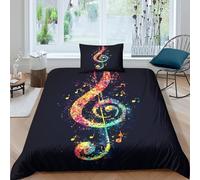 Music Note - Funda nórdica 3D resistente para piano Keys (135 x 200 cm)