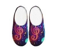 Music Note Galaxy - Pantuflas de franela para hombre, coloridas, antideslizantes, cálidas, para invierno, para interiores y exteriores, multicolor, XX-Large