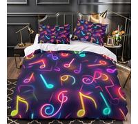 Music Note - Ropa de cama 3D, microfibra (3 piezas), diseño de piano Keys suave y transpirable (140 x 200 cm)