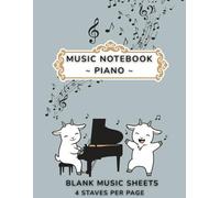 Music Notebook for Piano | Goat-Themed Cover | Blank Music Sheets for Piano Lessons & Composition | 60 Single-Sided Pages, 4 Treble Clef Staves Per Page| 8.5” x 11” Format
