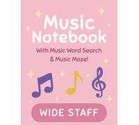 Music Notebook - Wide Staff: Includes Music Word Search and Music Maze | Pastel Pink Edition