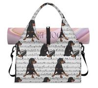 Music Notes - Bolsa de lona deportiva para perros salchicha con compartimento para zapatos, fin de semana, bolsa de equipaje para gimnasio, yoga, viajes, color, L, Bolsa de viaje
