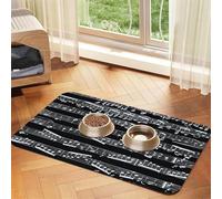 Music Notes On Black,Waterproof Pet Feeding Mat,PU Leather Placemats for Cat Dog Water Bowl,Food Mats,30x45cm