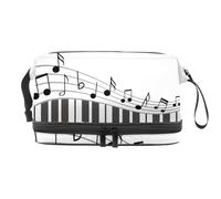 Music Notess - Neceser de doble capa para teclado de piano para mujeres y niñas, neceser de viaje, bolsa organizadora de maquillaje con compartimento para brochas, multicolor, 27x15x14 cm/10.6x5.9x5.5