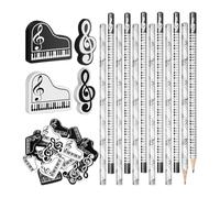 Music Pencils Bundle - Piano Eraser Stationery Kit, Comfortable Hold Skeitch Implements, Playful Memorabilea Pack | Educatr Appreciation, Student Motivation, Craft Lessons, Handwriting Development