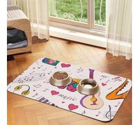 Music Records Blues Music Is My Life Theme,Waterproof Pet Feeding Mat,PU Leather Placemats for Cat Dog Water Bowl,Food Mats,30x45cm